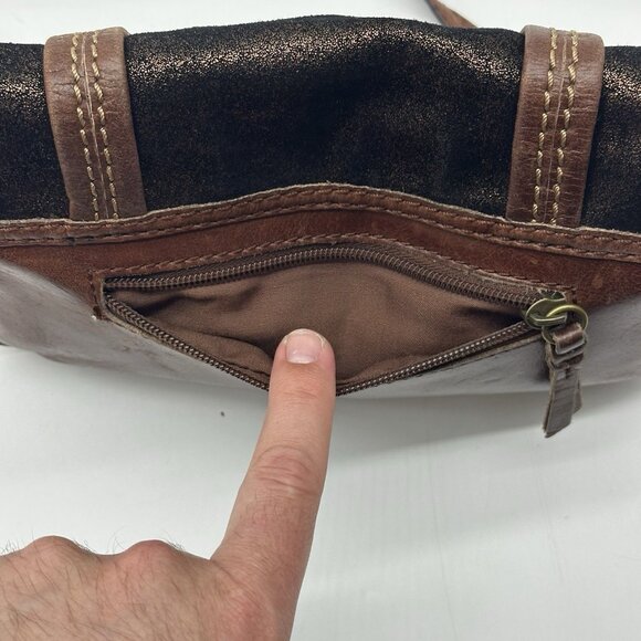 The Sak Leather Tri-Color Adjustable Crossbody Bag Metallic Buckle Boho Purse - Picture 13 of 13